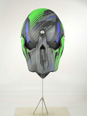 Шлем кроссовый HETOSHI OF836 EXOSS CROSS PRO MX289 цв.Черно-сине-зеленый Матовый р.M