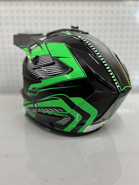 Шлем кроссовый HETOSHI EDX цв. Черно-зеленый р. M