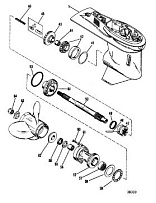 Корпус редуктора (карданный вал) 2-Х ТАКТНОГО ПЛМ MERCURY 75 Серийный номер от 9483121 до 9506480