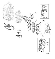 Впускной коллектор и резонатор 2-Х ТАКТНОГО ПЛМ MERCURY 50EO Серийный номер от 0P325500 и выше